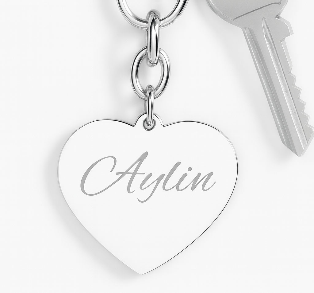 Sleutelhanger hart met naam