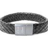 Breites schwarzes Lederarmband für Herren mit Namen