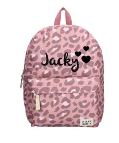 Sac à dos imprimé panthère rose avec nom
