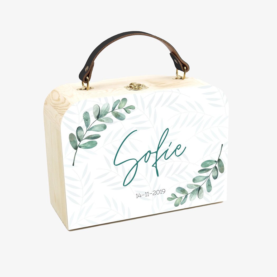 Houten koffertje met naam