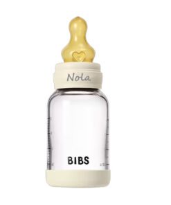 BIBS glazen babyfles met naam complete set