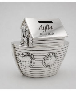 Silver-plated Noah's Ark Money Box with Name