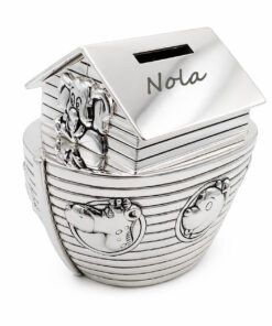 Silver-plated Noah's Ark Money Box with Name