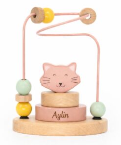 Houten kralenframe kat