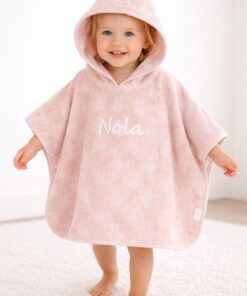 Jollein Nijntje Poncho Roze met Naam – Zachte Badstof Poncho voor Kinderen