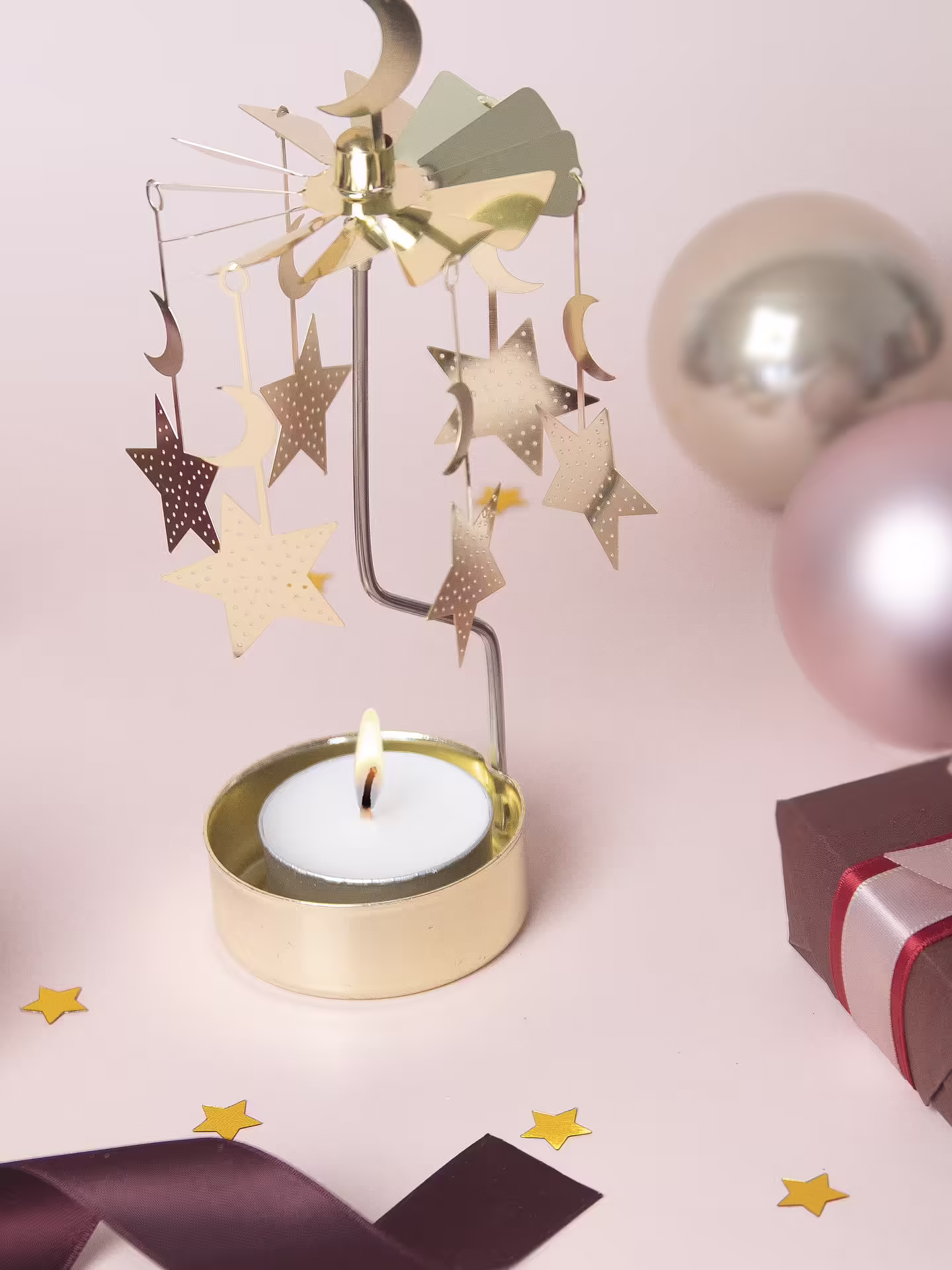 Theelichthouder maan en sterren met Naam