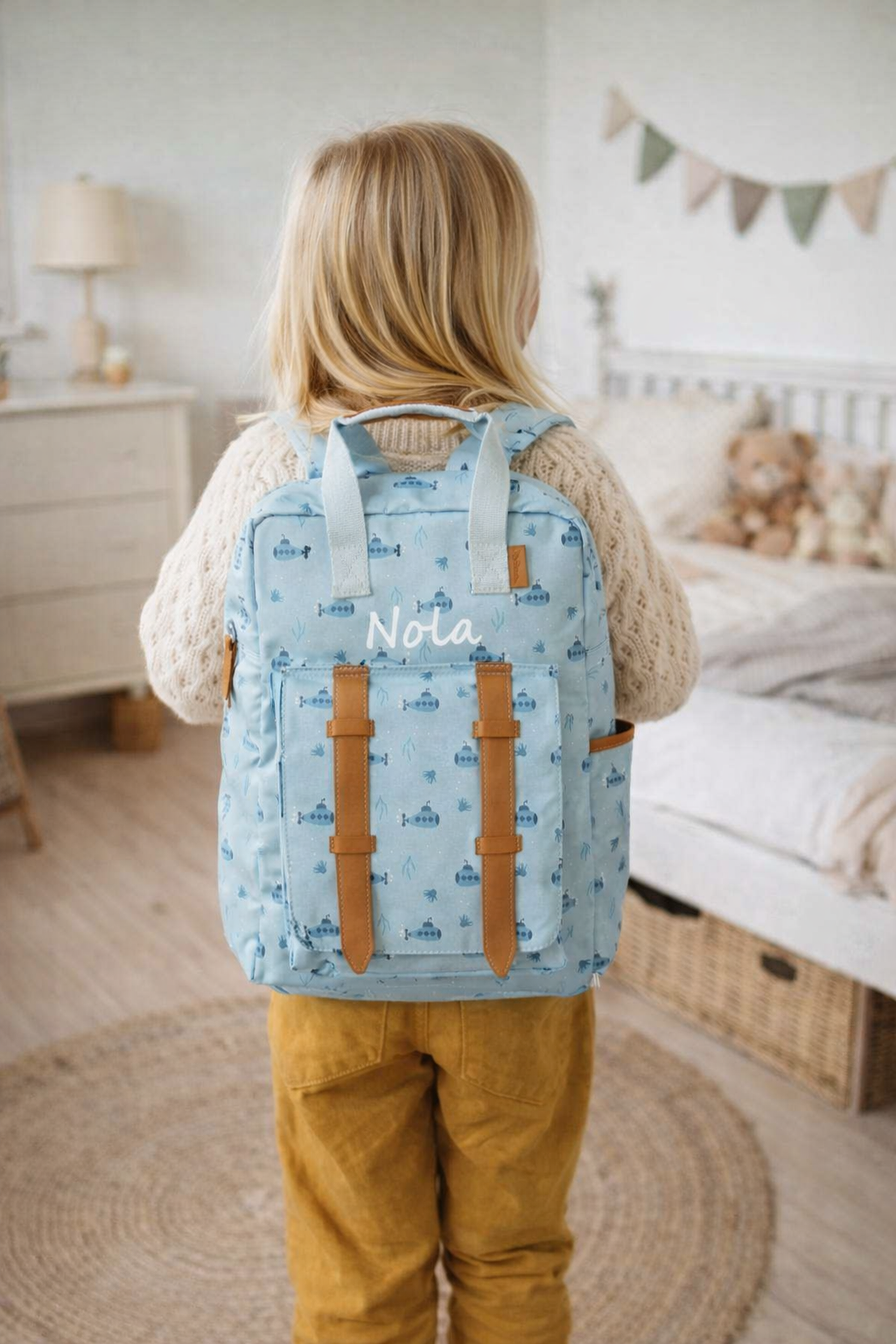 Fresk Rugzak Submarine met Naam Lichtblauw Kinderrugzak