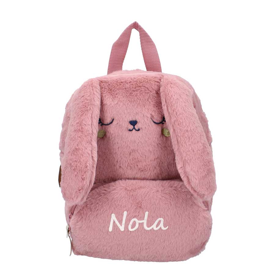 Roze konijnen rugzak met naam