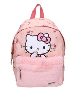 Sac à dos Hello Kitty en fourrure avec porte-clés prénom