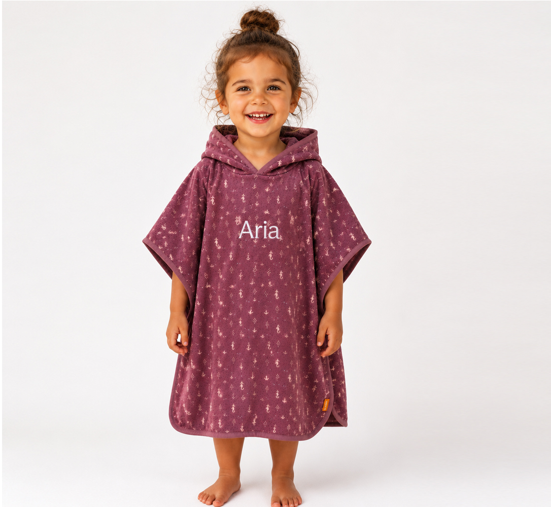 Seahorse badponcho met naam