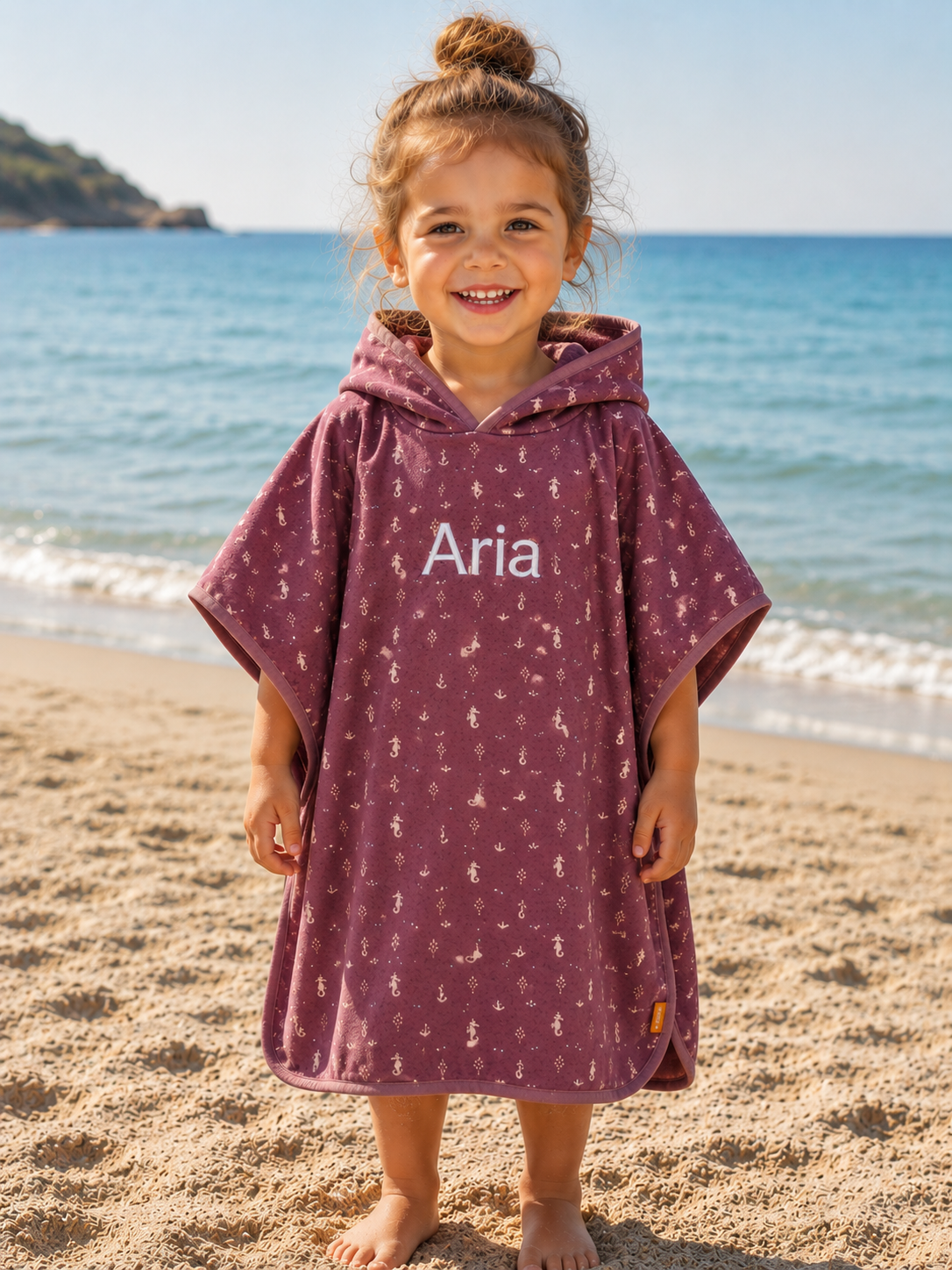 Seahorse badponcho met naam